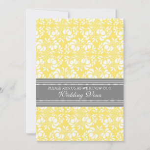 Lemon Gray Damask Wedding Vow Renewal Uitnodiginge Kaart