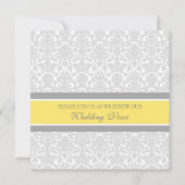 Lemon Gray Damask Wedding Vow Renewal Uitnodiginge Kaart (Voorkant)