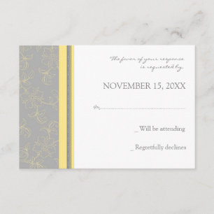 Lemon Gray Floral RSVP Weddenskaart Kaartje