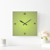 Lemon Green Black Roman Numerals Vierkante Klok (Huis)