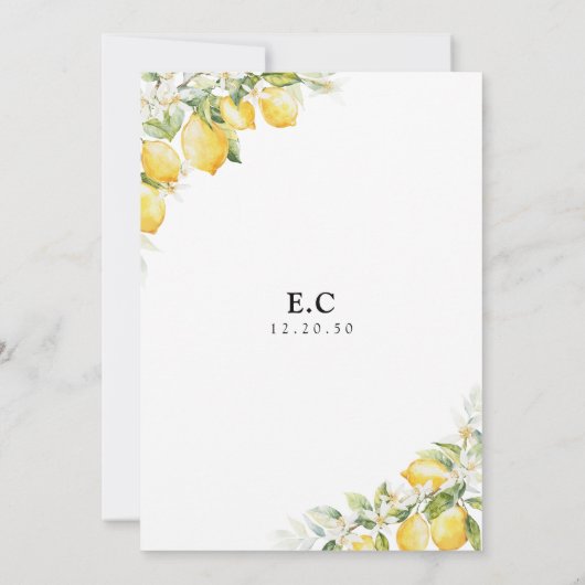 Lemon Green Citrus Bruids Douche Uitnodiging (Achterkant)