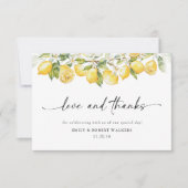 Lemon Green Citrus Wedding Bedankt Card (Voorkant)