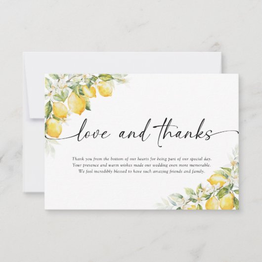 Lemon Green Citrus Wedding Bedankt Kaarten (Voorkant)