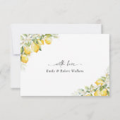 Lemon Green Citrus Wedding Bedankt Kaarten (Achterkant)