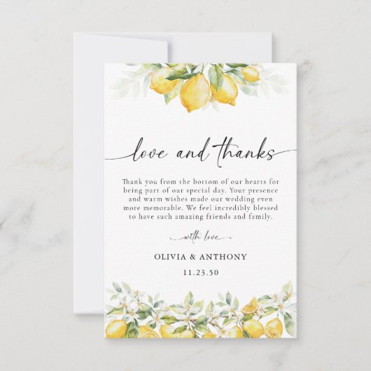 Lemon Green Citrus Wedding Bedankt Kaarten (Voorkant)
