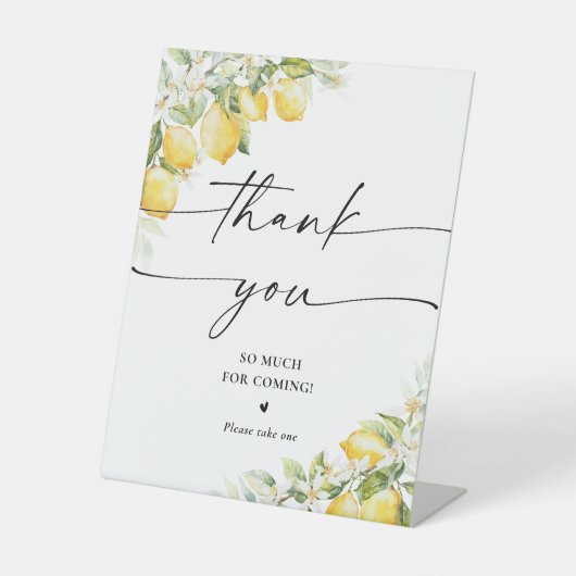 Lemon Green Citrus Wedding Bedankt Teken Reclamebord Met Voetstuk (Voorkant)