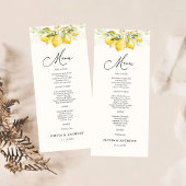 Lemon Green Citrus Wedding Ceremony Menu