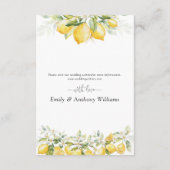 Lemon Green Citrus Wedding Details Kaart (Achterkant)