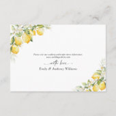Lemon Green Citrus Wedding Details Kaart (Achterkant)