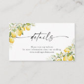 Lemon Green Citrus Wedding Details Kaart (Voorkant)