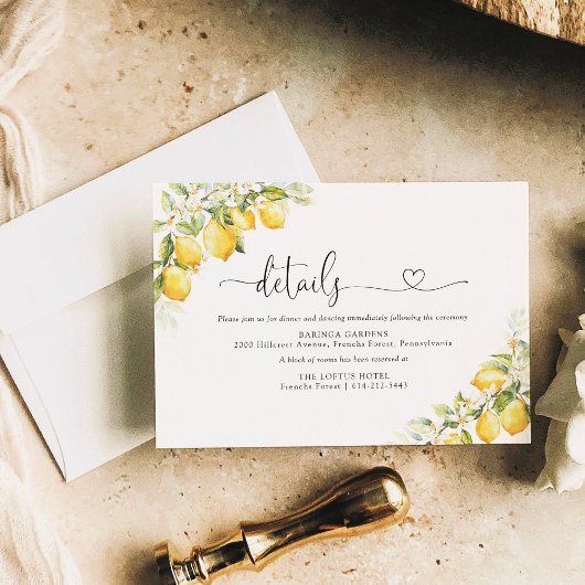 Lemon Green Citrus Wedding Details Kaart