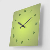 Lemon Green Dark Green Roman Numerals Vierkante Klok (Hoek)