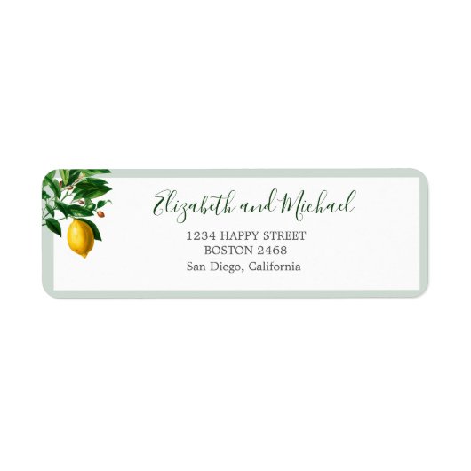 Lemon Green Elegant Modern Chic Wedding Etiket (Voorkant)
