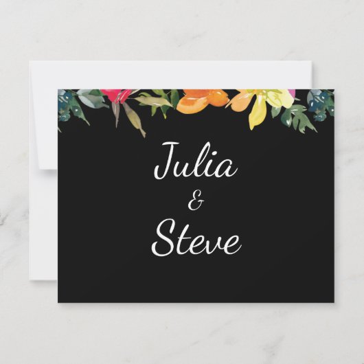 Lemon Green Floral Wedding Save the Date Kaart (Achterkant)