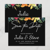 Lemon Green Floral Wedding Save the Date Kaart (Voorkant / Achterkant)