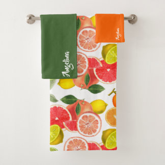 Lemon green orange citrus Pattern name Bad Handdoek