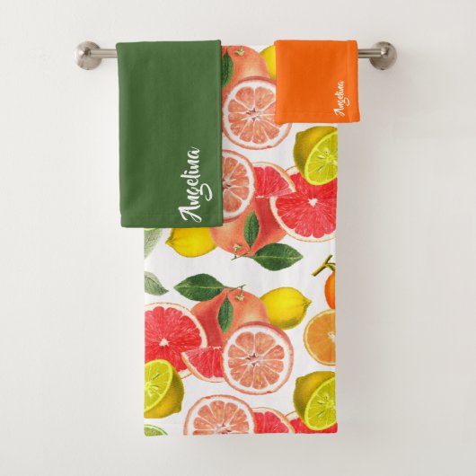 Lemon green orange citrus Pattern name Bad Handdoek (Insitu)