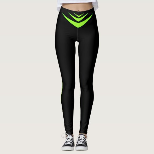 Lemon Green Triple Boomerang op zwart Leggings (Voorkant)