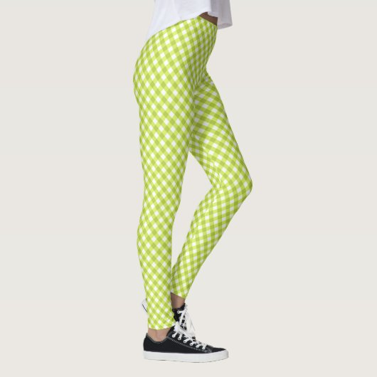 Lemon Green White Gingham Leggings (Rechts)