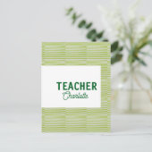 Lemon green white stripes teacher professor name c briefkaart (Staand voorkant)