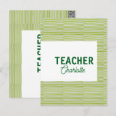 Lemon green white stripes teacher professor name c briefkaart (Voorkant / Achterkant)