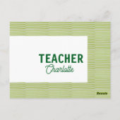 Lemon green white stripes teacher professor name c briefkaart (Achterkant)