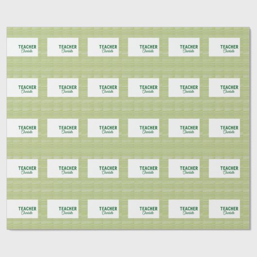 Lemon green white stripes teacher professor name c cadeaupapier (Vlak)