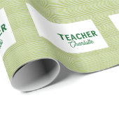 Lemon green white stripes teacher professor name c cadeaupapier (Rol Hoek)