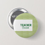 Lemon green white stripes teacher professor name c ronde button 5,7 cm (Voorkant /achterkant)