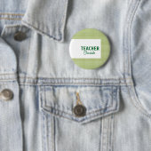 Lemon green white stripes teacher professor name c ronde button 5,7 cm (In situ)