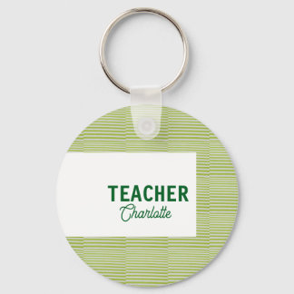 Lemon green white stripes teacher professor name c sleutelhanger