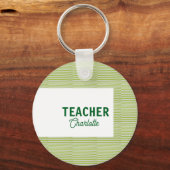 Lemon green white stripes teacher professor name c sleutelhanger (Voorkant)