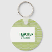 Lemon green white stripes teacher professor name c sleutelhanger (Achterkant)