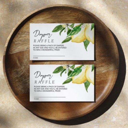 Lemon Greenery Baby Diaper Raffle Enclosure Card Informatiekaartje