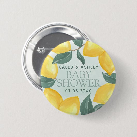 Lemon Greenery Baby shower Button Pin (Voorkant /achterkant)