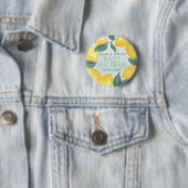Lemon Greenery Baby shower Button Pin (In situ)