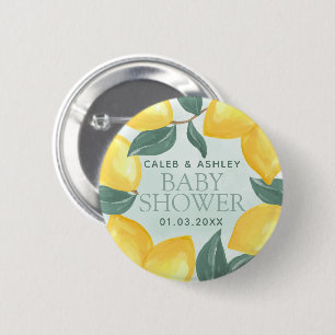 Lemon Greenery Baby shower Button Pin