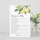 Lemon Greenery Baby shower Prayer Kaart (Staand voorkant)