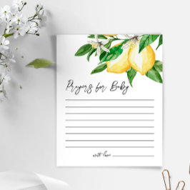 Lemon Greenery Baby shower Prayer Kaart