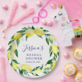 Lemon Greenery Blossom Waterverf vrijgezellenfeest Papieren Bordje (Feest)