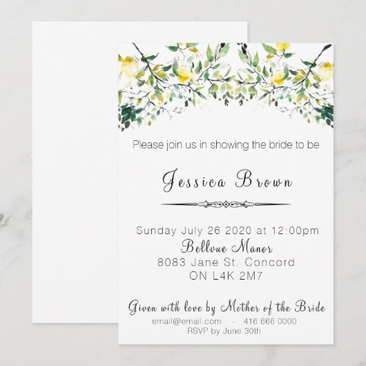 Lemon Greenery Bridal Shower Kaart (Voorkant / Achterkant)