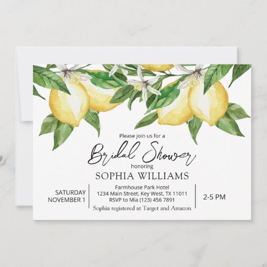Lemon Greenery Bridal Shower Kaart (Voorkant)