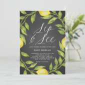 Lemon Greenery Chalkboard Sip & See Baby shower Kaart (Staand voorkant)