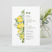Lemon Greenery Double Graduy Party Invitation Kaart (Staand voorkant)