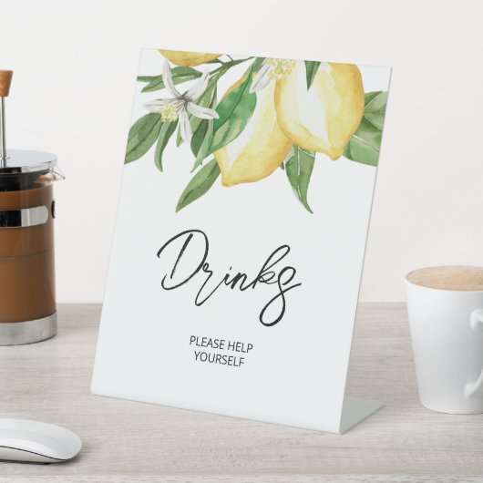 Lemon Greenery Drink Sign Reclamebord Met Voetstuk (Insitu)