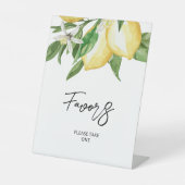 Lemon Greenery Favors Sign Reclamebord Met Voetstuk (Voorkant)