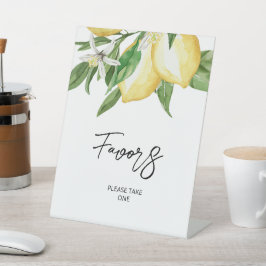Lemon Greenery Favors Sign Reclamebord Met Voetstuk