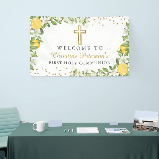 Lemon Greenery First Heilige Communauteit Welkom Spandoek (Beurs)
