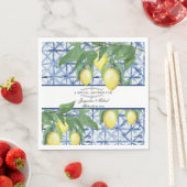 Lemon Greenery Floral Blue White Elegant Bridal Servet (Insitu)
