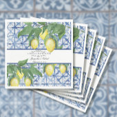 Lemon Greenery Floral Blue White Elegant Bridal Servet